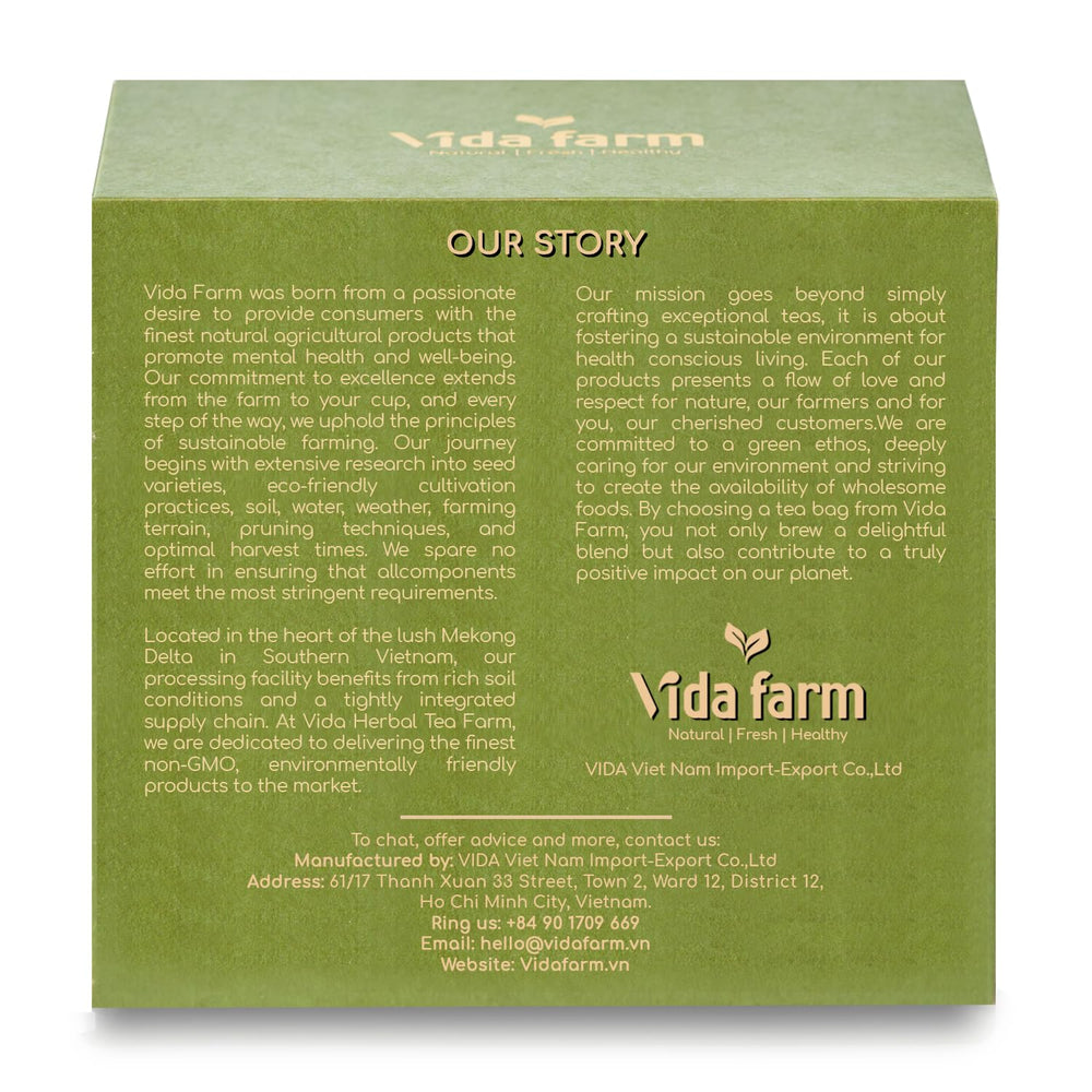 VIDA FARM tea brew cup of soursop for a tropical, caffeine-free moment.