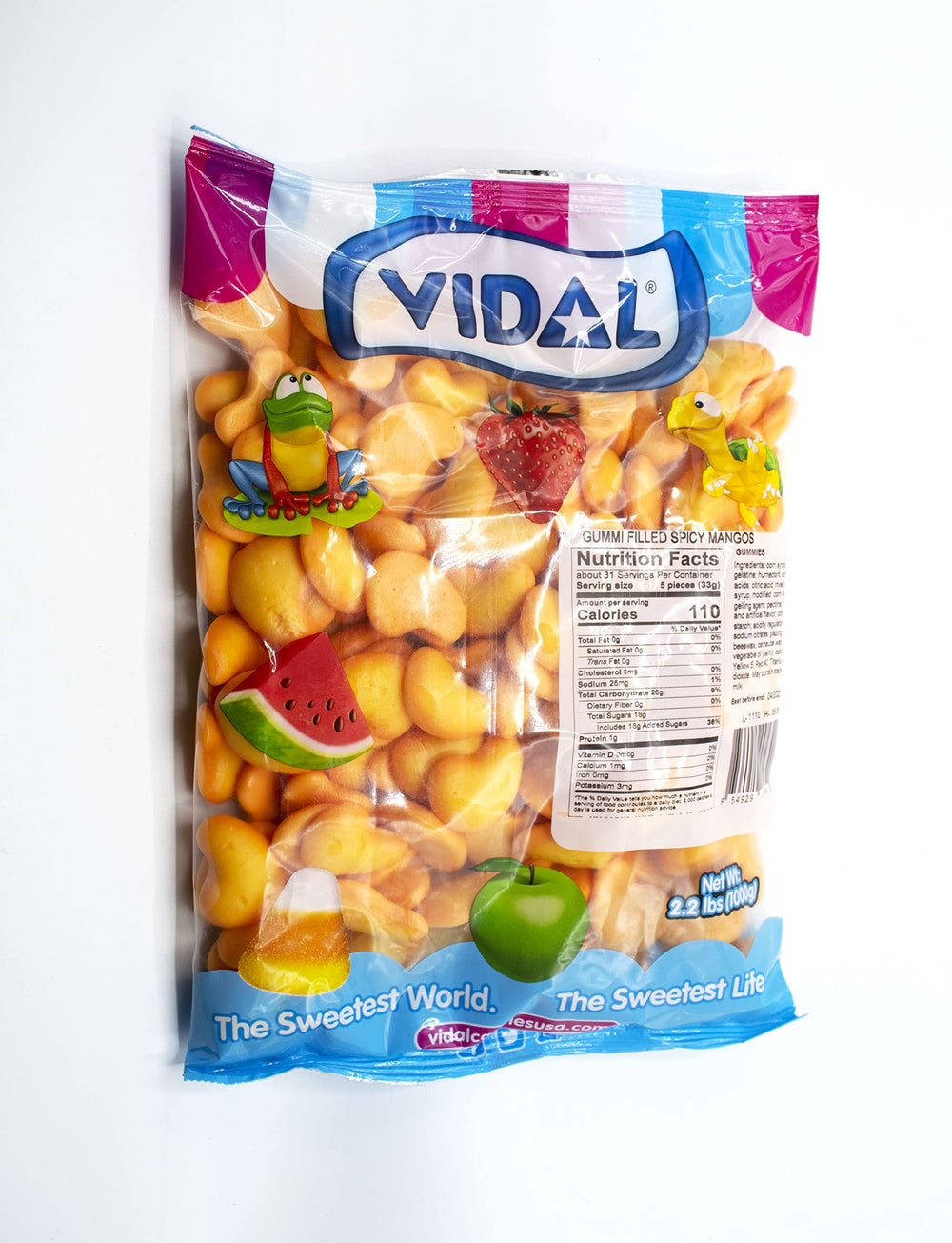 Vidal Candies Spicy Mango Gummy pack shot, ideal for sharing at gatherings