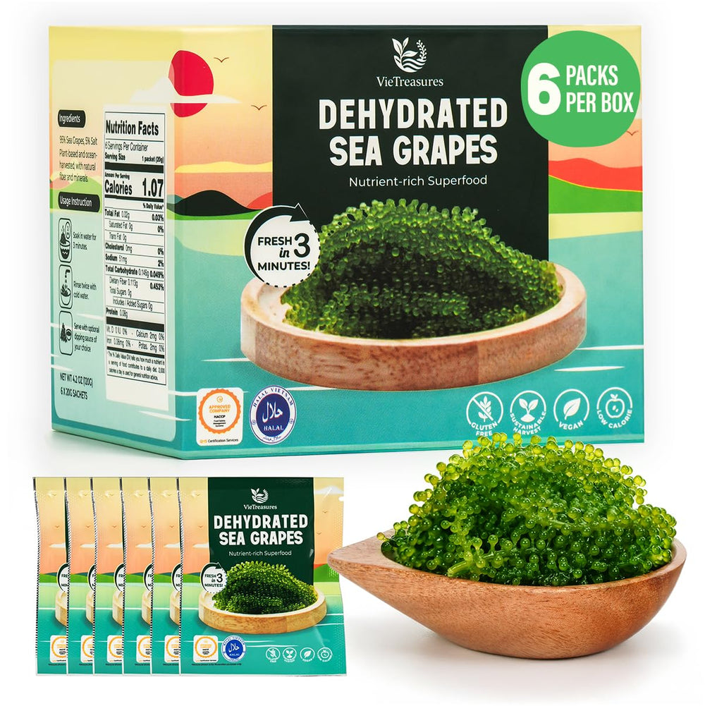 VieTreasures Sea Grapes 6-sachet pack for easy, portioned daily snacking.