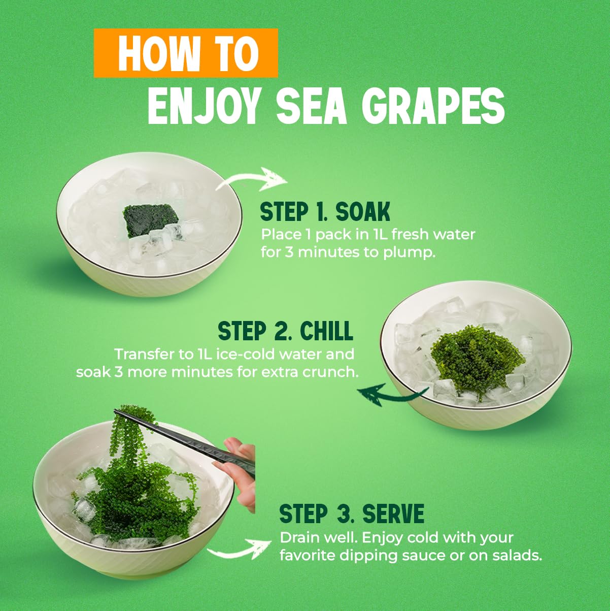 VieTreasures sea grapes paired with sushi as a topping.