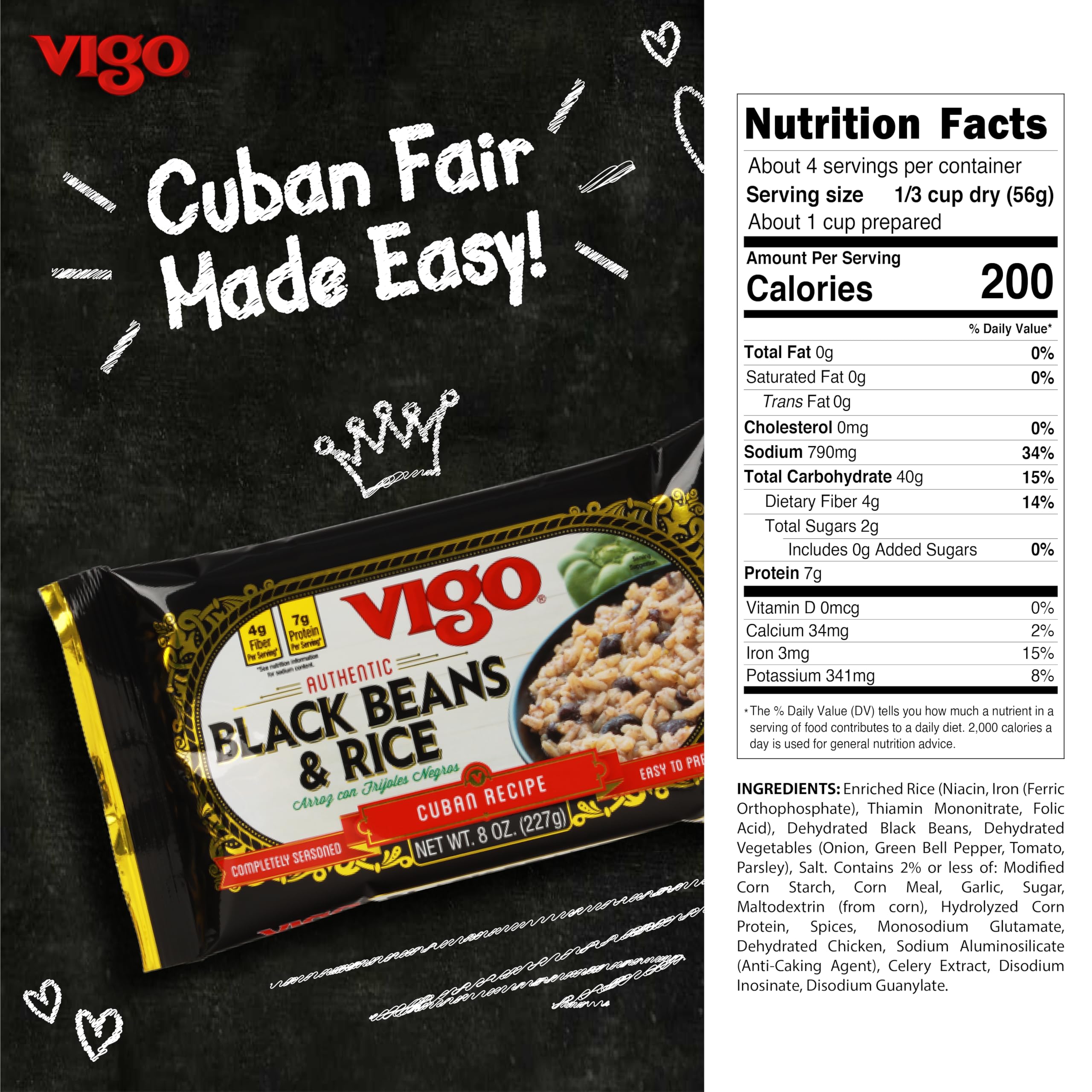 Vigo Authentic Black Beans and Rice closeup showing savory beans with seasoned rice