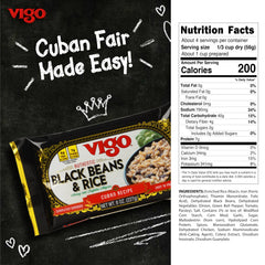 Vigo Authentic Black Beans and Rice closeup showing savory beans with seasoned rice