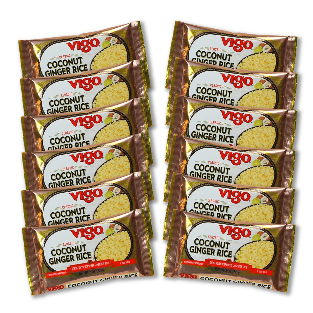 Vigo Authentic Coconut Ginger Rice pack front, premium flavor appeal.