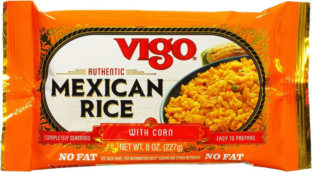 Vigo authentic Mexican rice with corn in a serving bowl, ready to heat as a quick side
