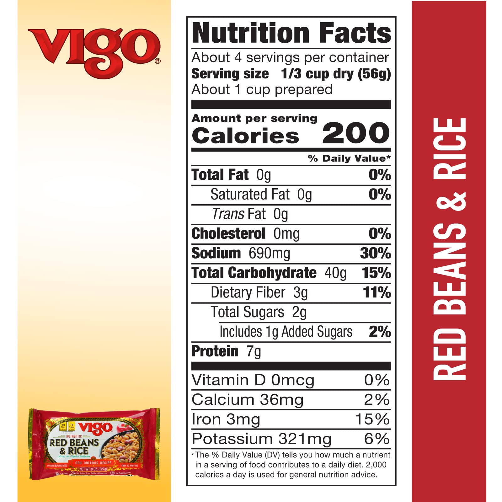 Vigo Red Beans and Rice box indicates ready in 25 minutes for busy nights.