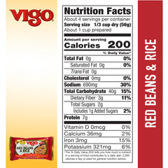 Vigo Red Beans and Rice box indicates ready in 25 minutes for busy nights.