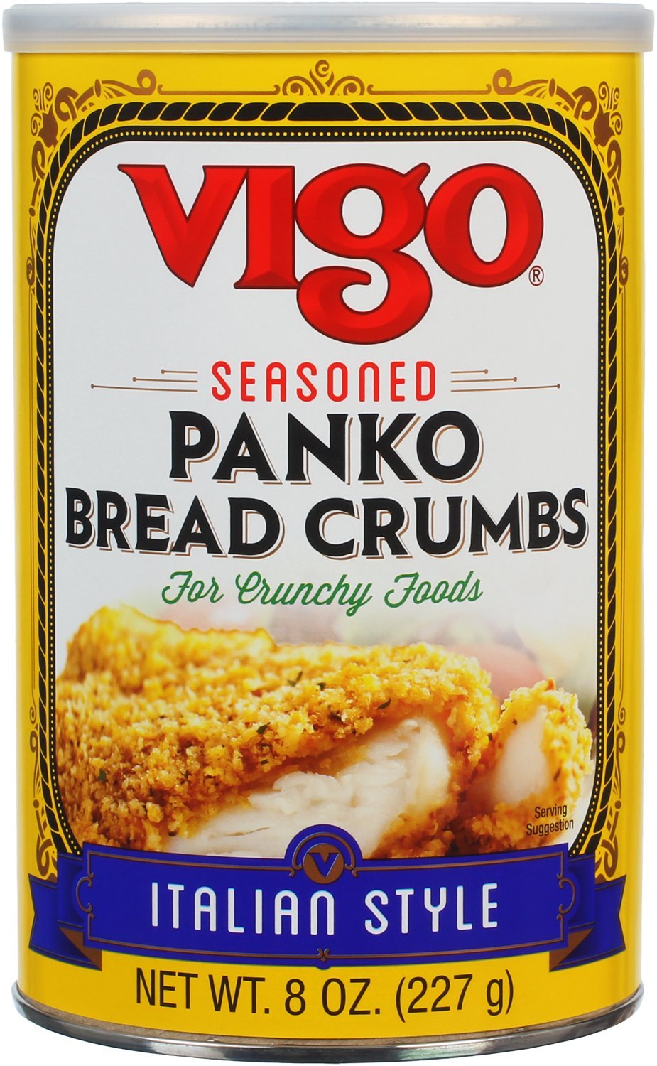 Vigo Italian Style seasoned panko breadcrumbs deliver a crisp coating for fried or baked dishes.