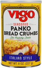Vigo Italian Style seasoned panko breadcrumbs deliver a crisp coating for fried or baked dishes.
