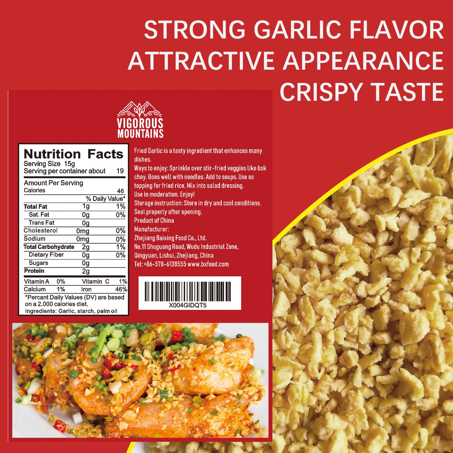 VIGOROUS MOUNTAINS crispy garlic flakes close-up rich aroma