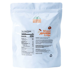 VIGOROUS MOUNTAINS mixed mushroom crisps close-up showcases savory aroma and texture.