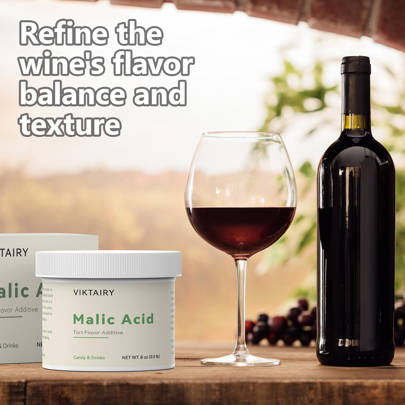 Viktairy malic acid enhances drinks and juice with refreshing tart notes
