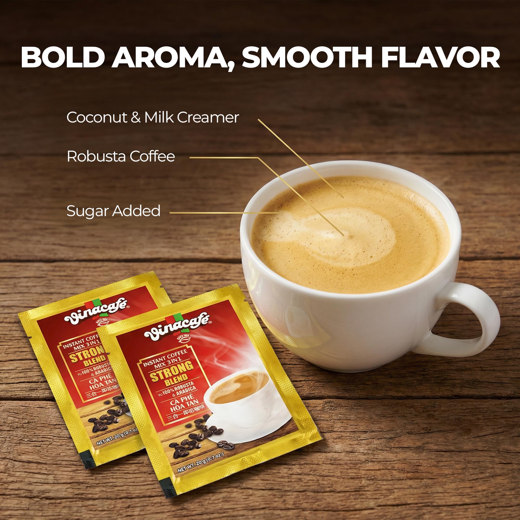 Vinacafe Gold Red Strong hot coffee poured into cup with rich aroma.