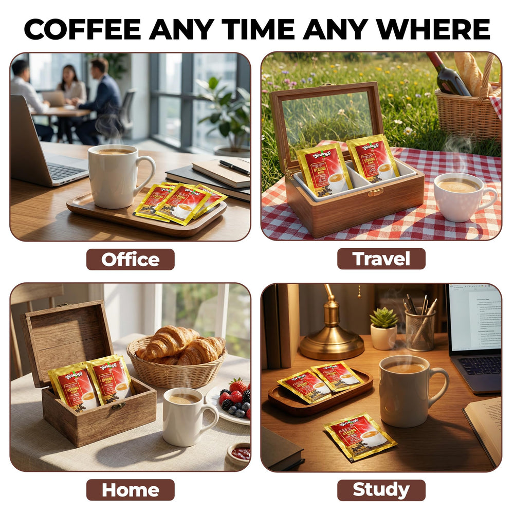 Vinacafe Gold Red Strong iced coffee suggestion over ice for refreshing drink.