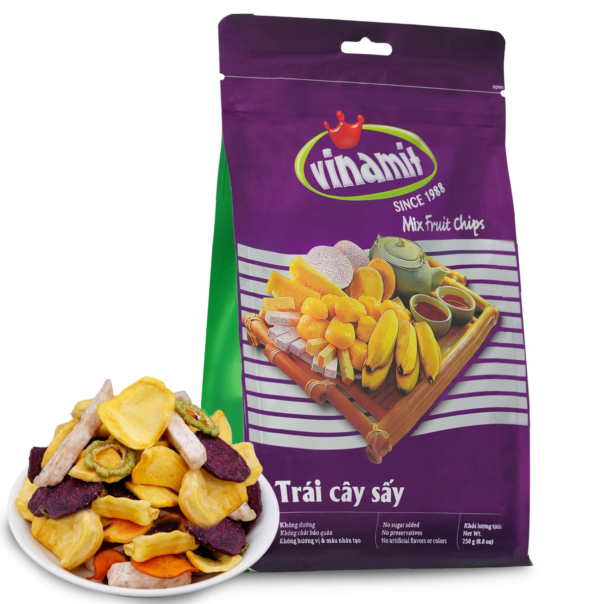 Vinamit dried mixed fruit chips banana and jackfruit slice, ideal as a quick, energy-boosting snack.