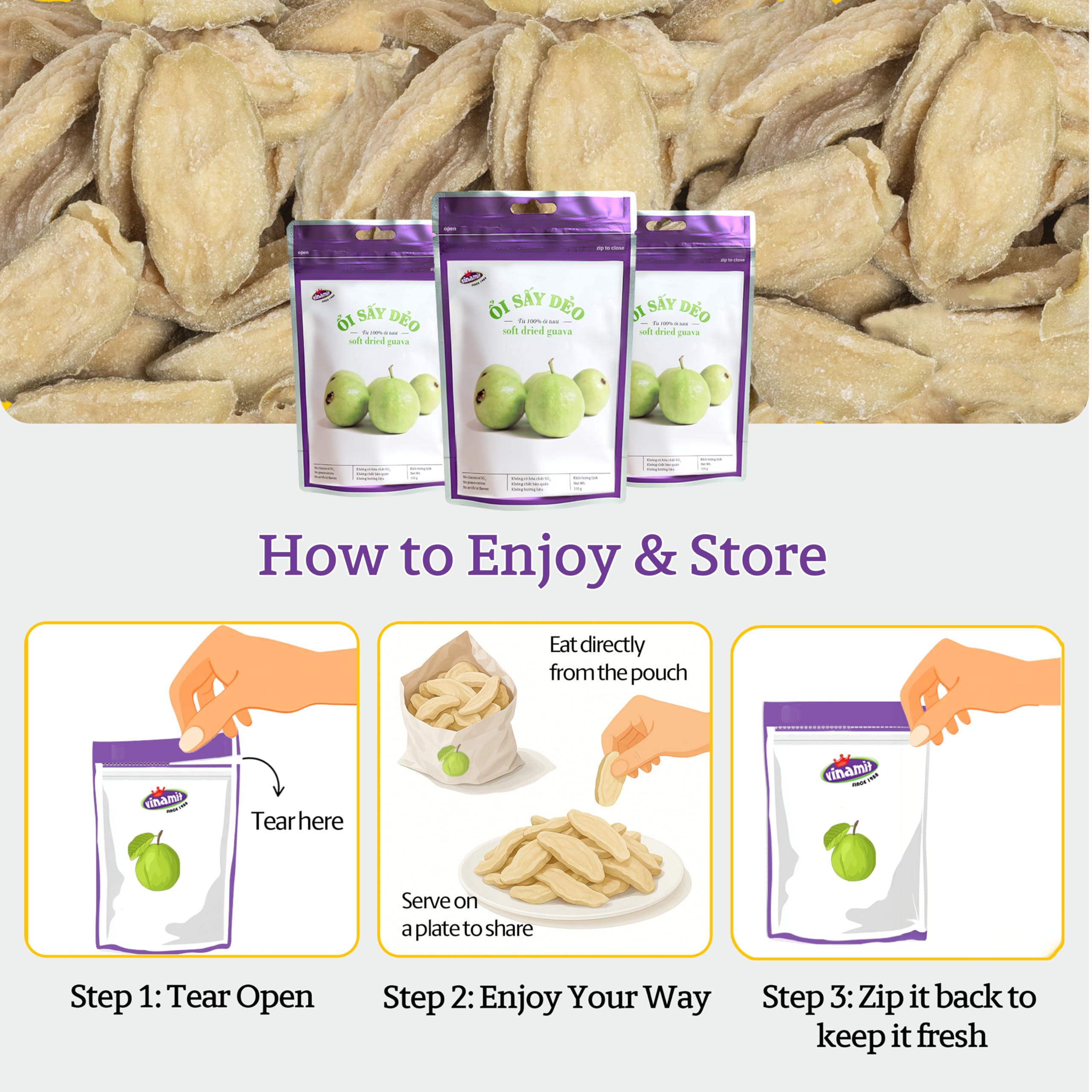 Vinamit family-friendly guava treats for kids and adults.