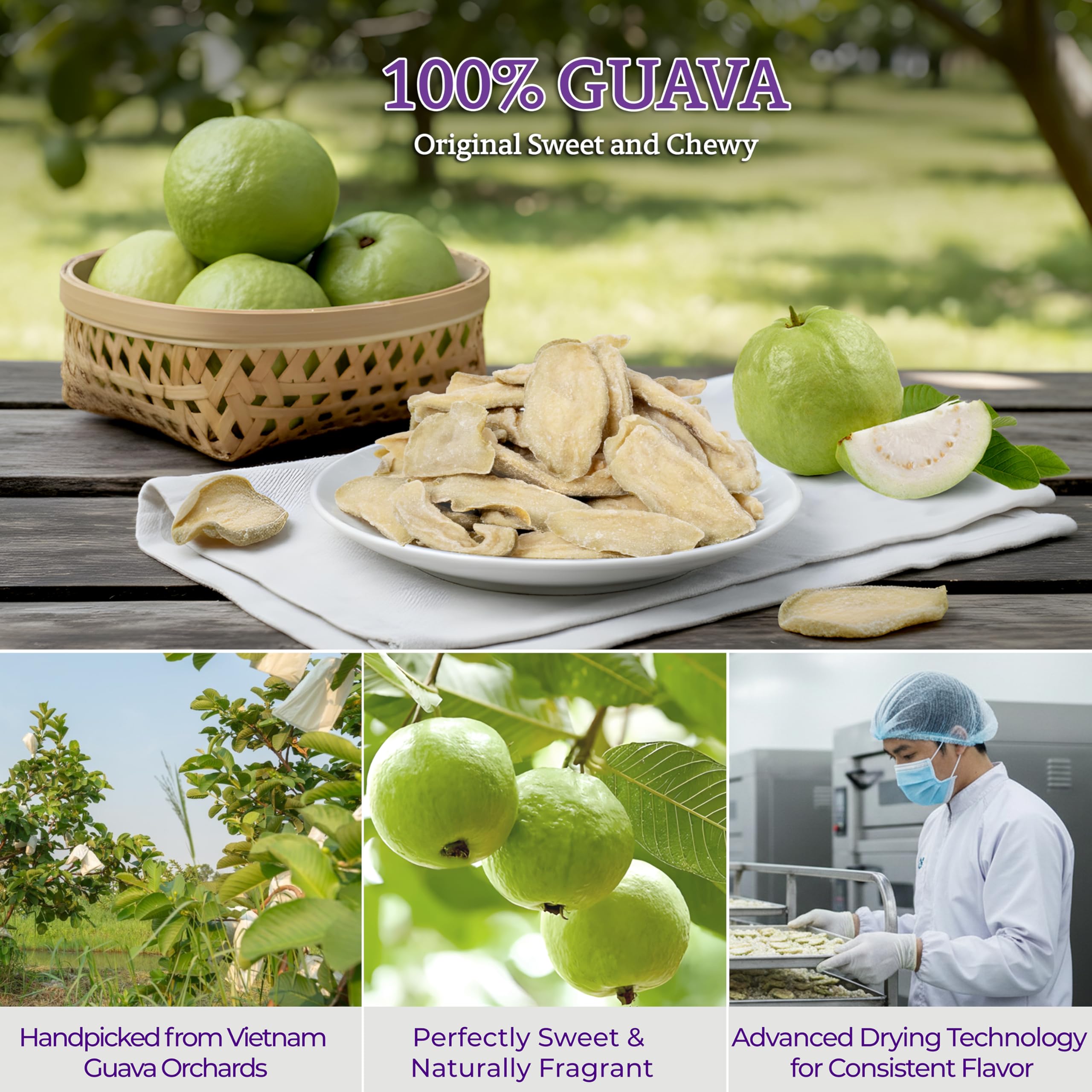 Vinamit guava slices in yogurt add natural flavor and fiber.
