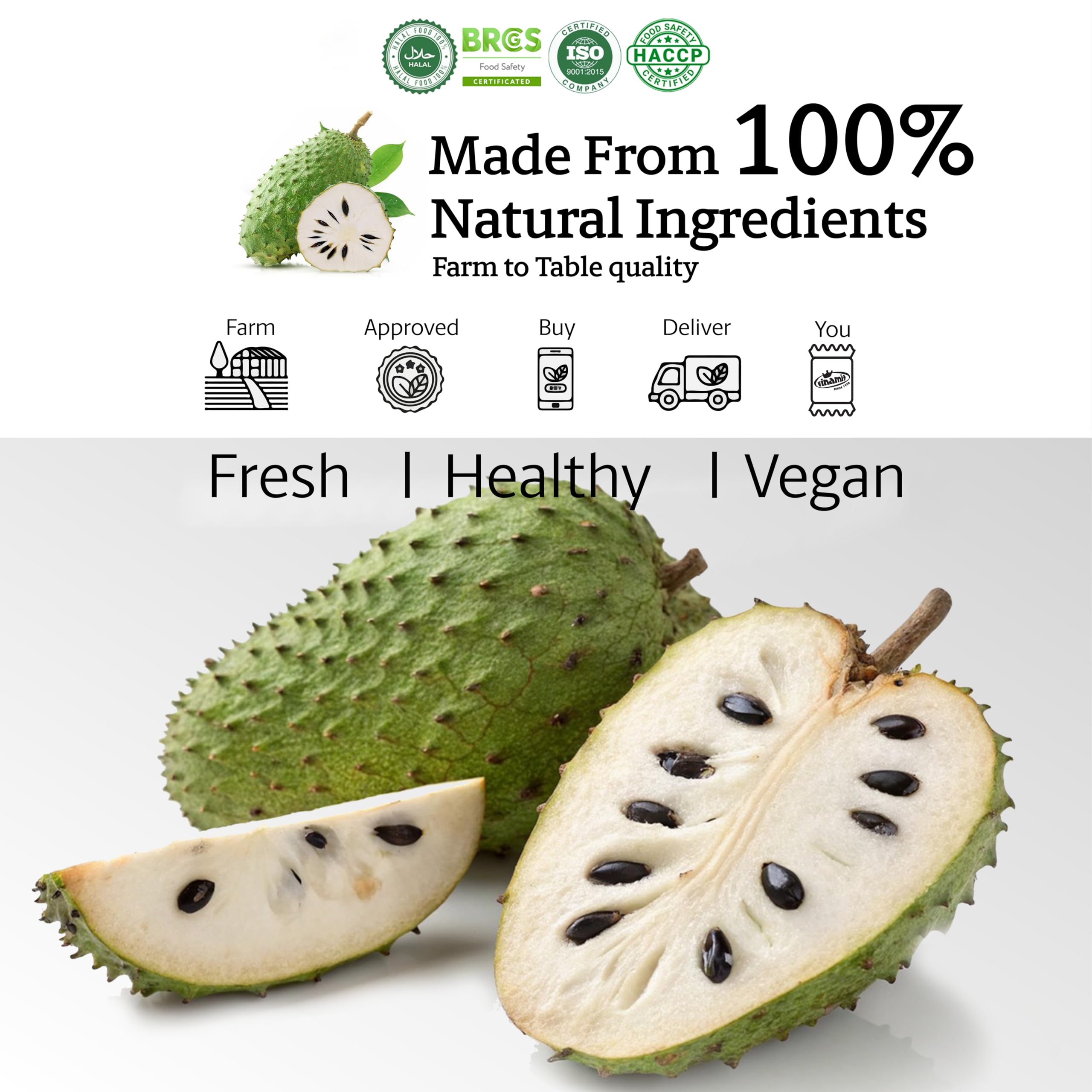 Vinamit bite-size soursop piece with seeds for natural crunch