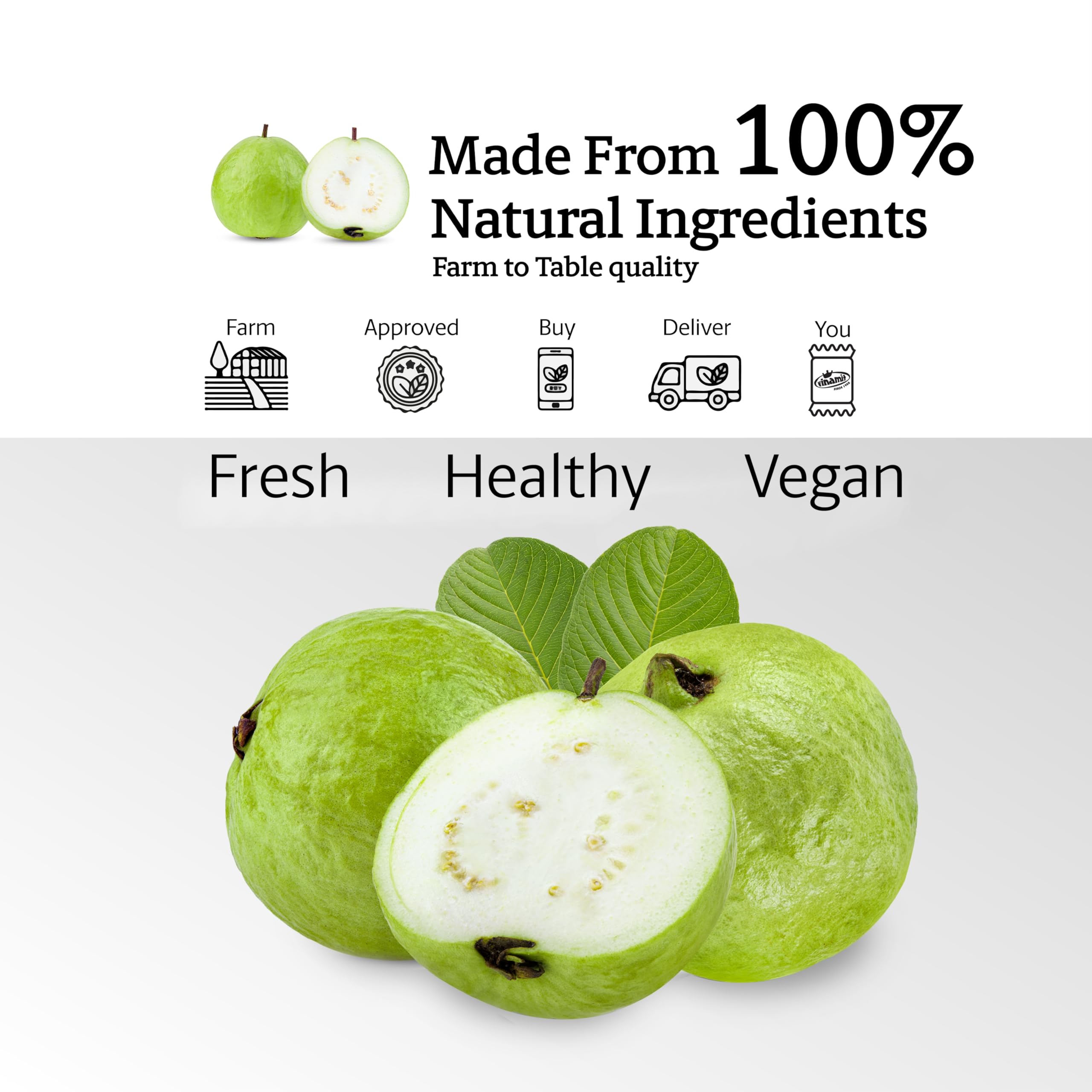 Vinamit vegan-friendly guava slices fit plant-based snacking.