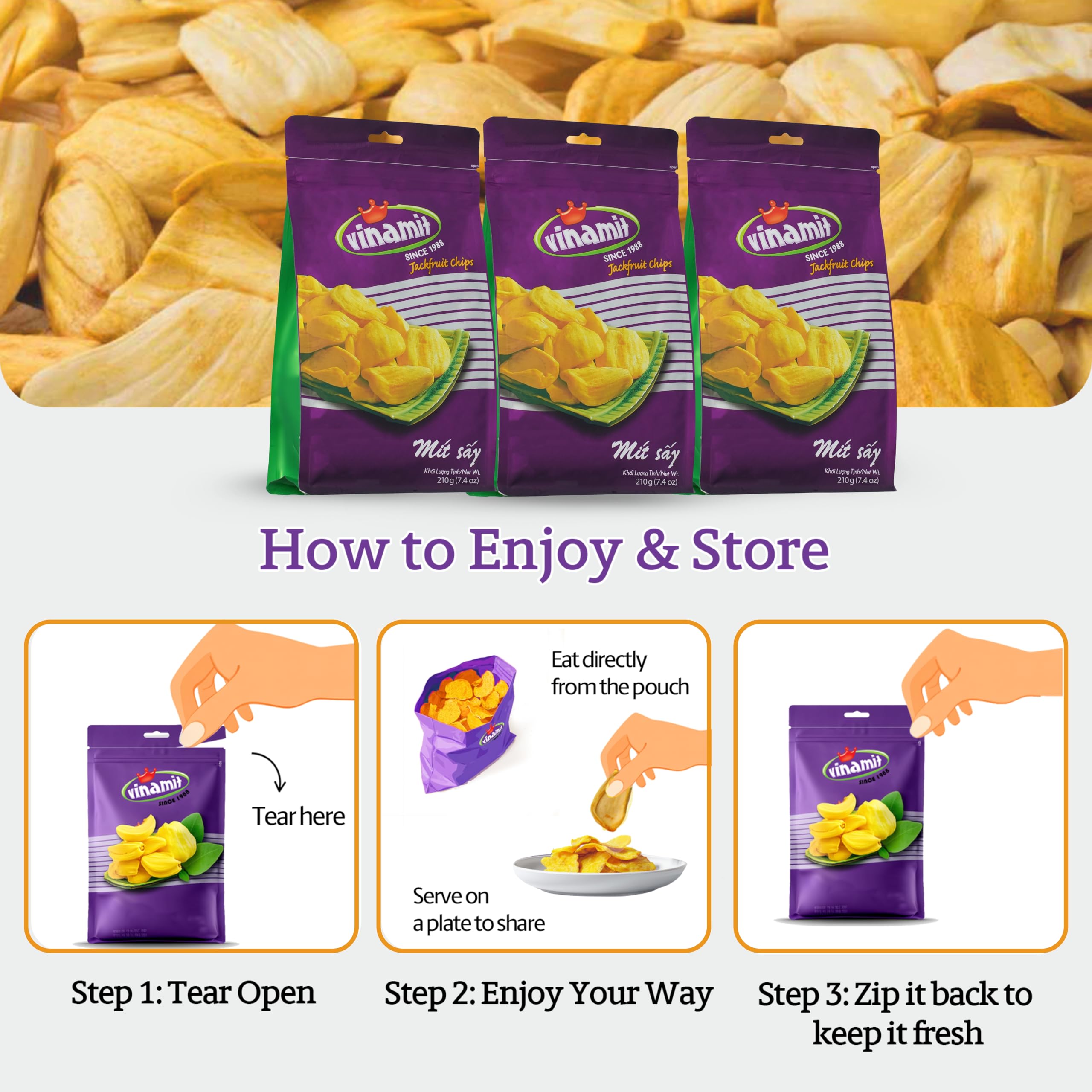 Vinamit serving idea – jackfruit chips as yogurt topping for crunch
