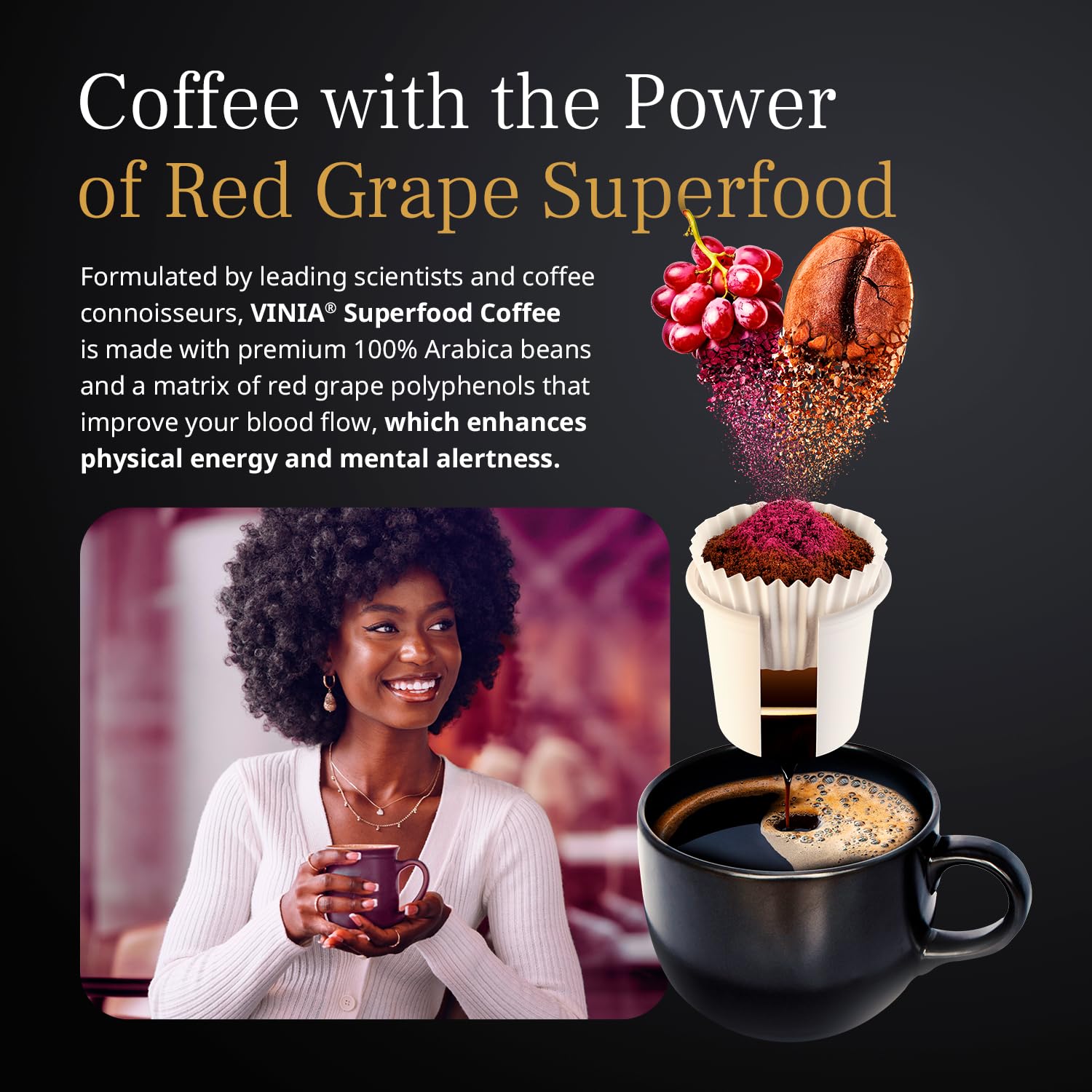 VINIA 100 percent Arabica beans for premium cup taste