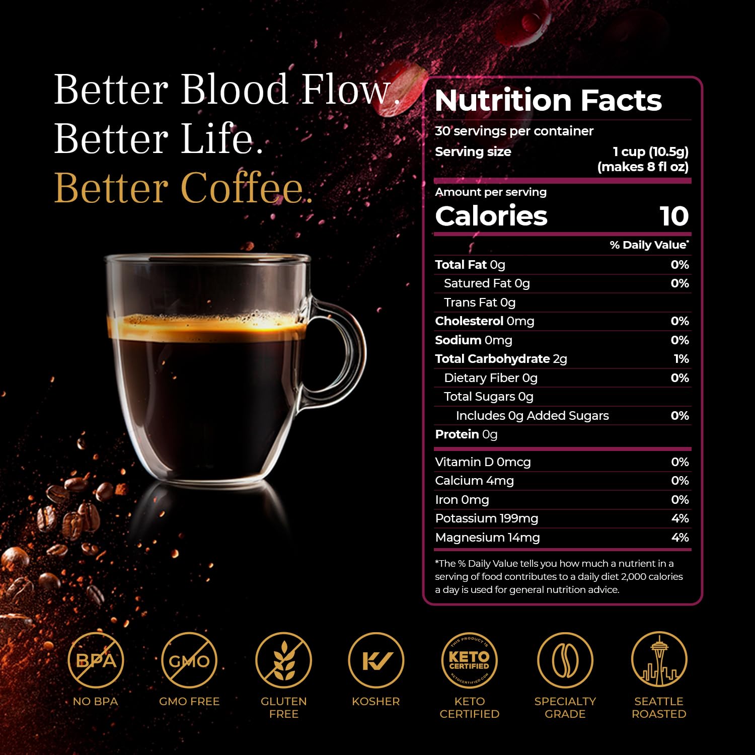 VINIA k-cup pour with steam signaling a bold start.