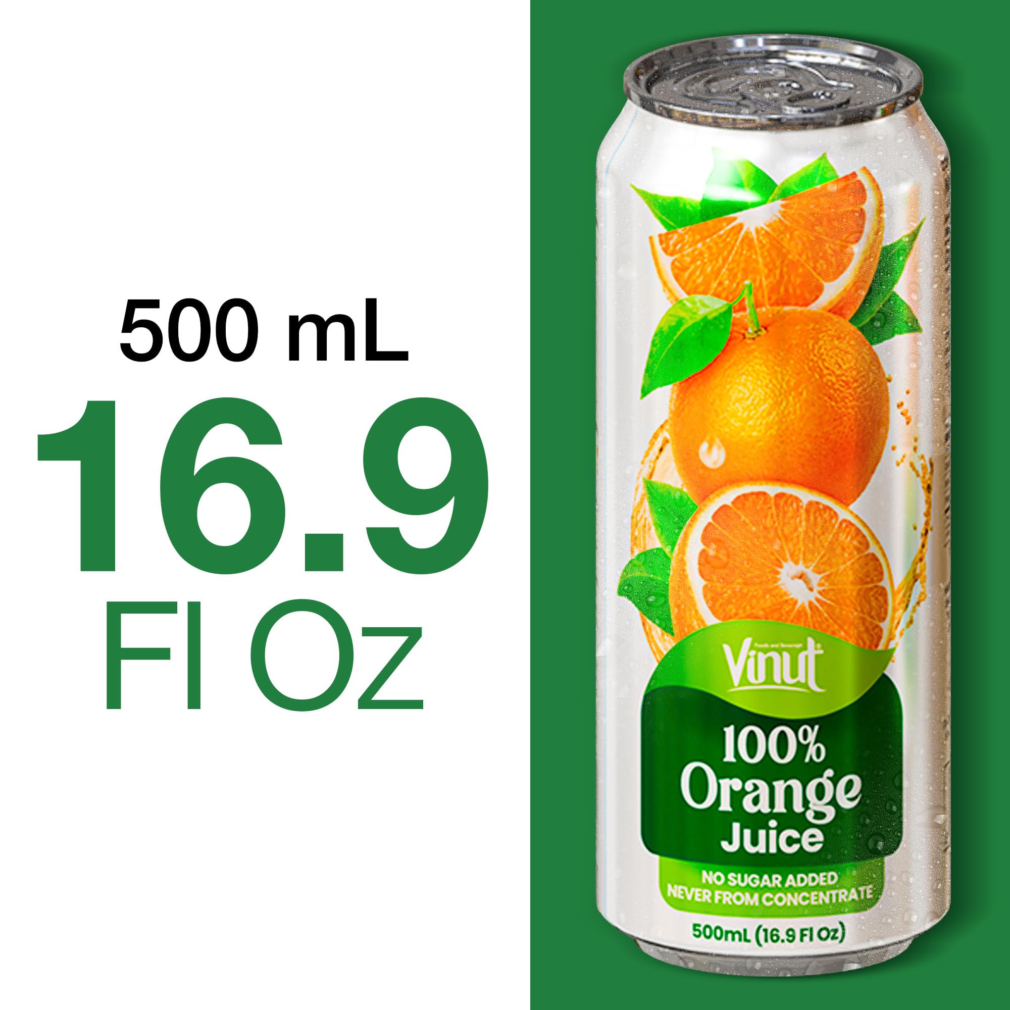 VINUT orange juice pack of 12 cans for family breakfasts.