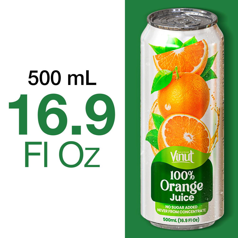 VINUT orange juice pack of 12 cans for family breakfasts.