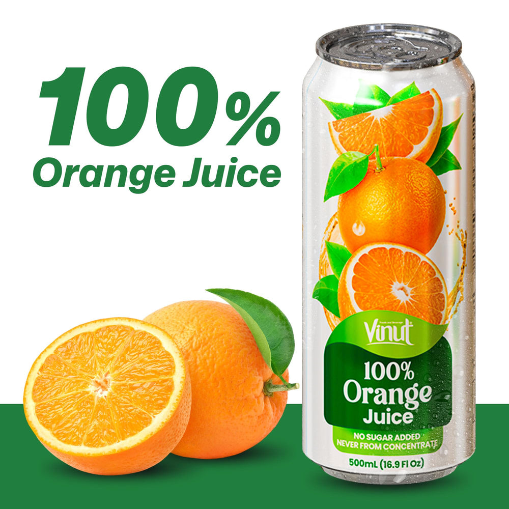 VINUT orange juice being poured into a glass for sipping.