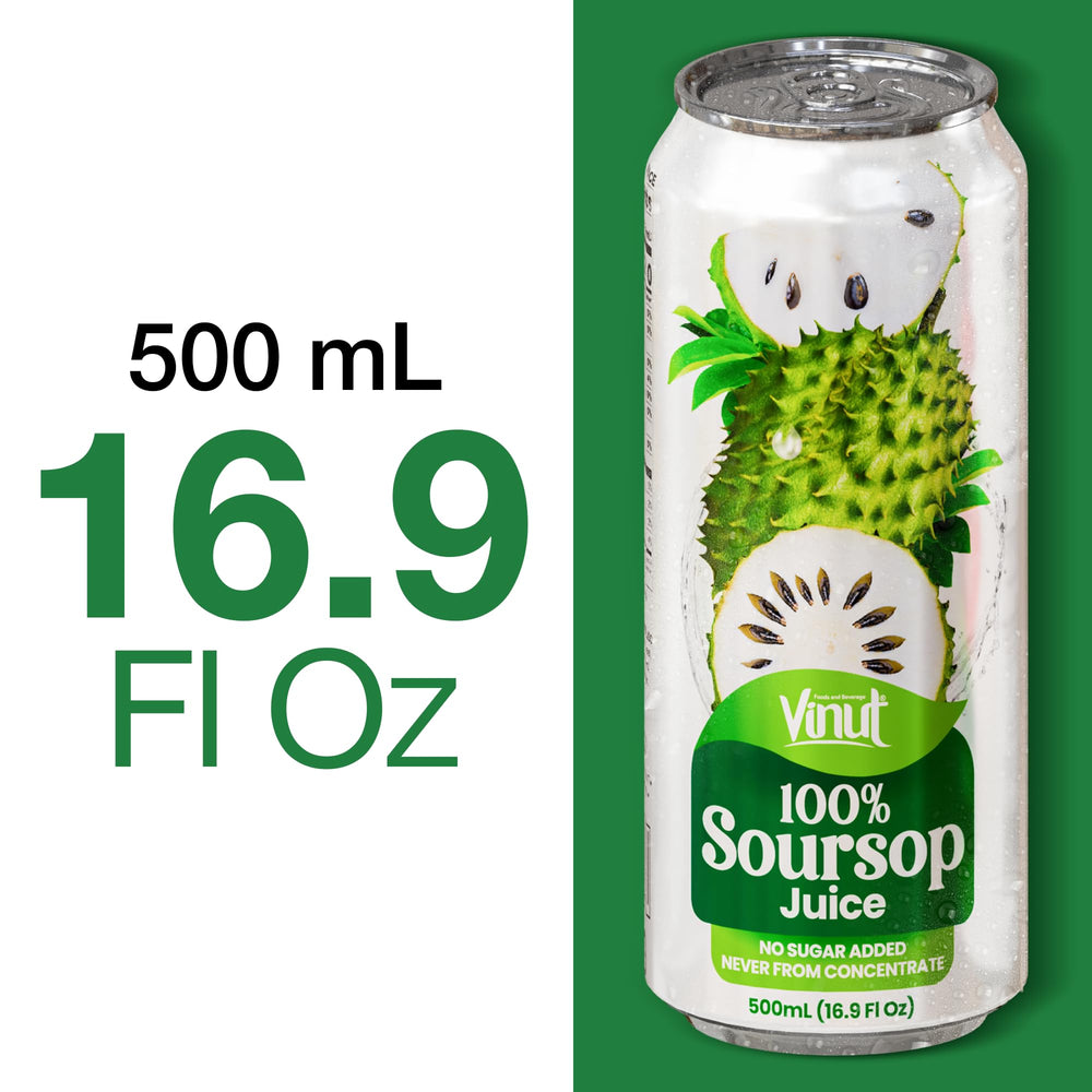 VINUT soursop juice 12-pack on grocery shelf, convenient for stocking up.
