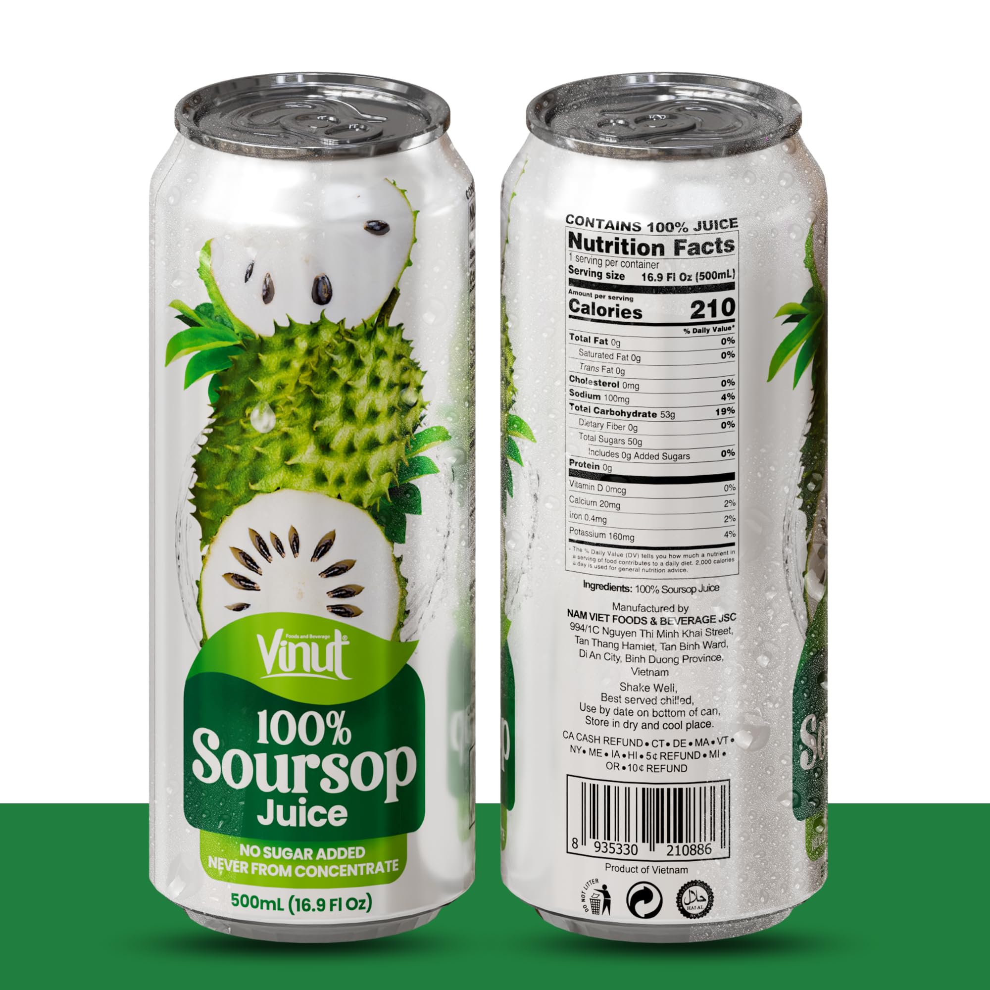 VINUT soursop juice glass pouring, reveals smooth, naturally bright juice for a tropical refreshment.