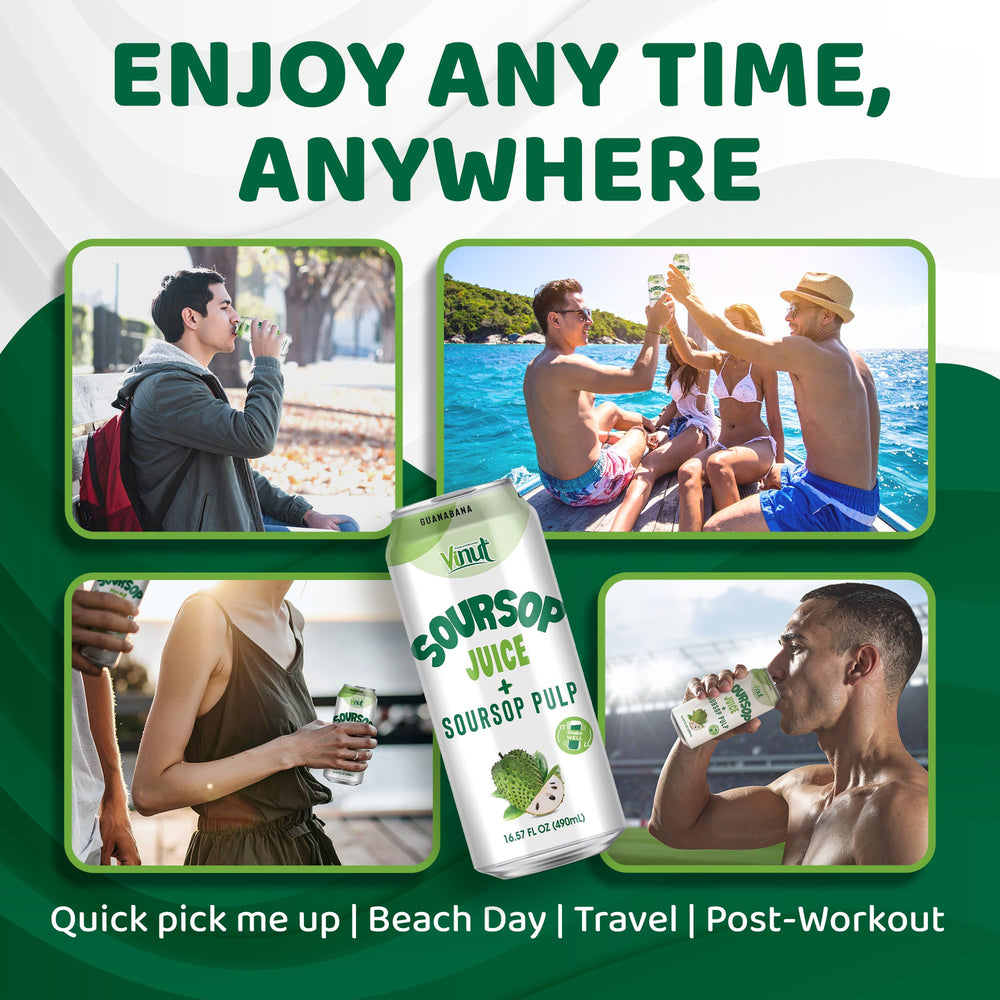 Vinut soursop juice label—clear ingredients and fresh flavor.