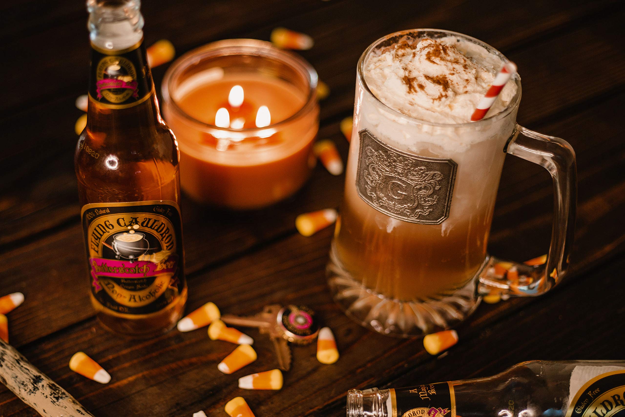 Four-pack of Virgil's Butterscotch Beer bottles ready to share.