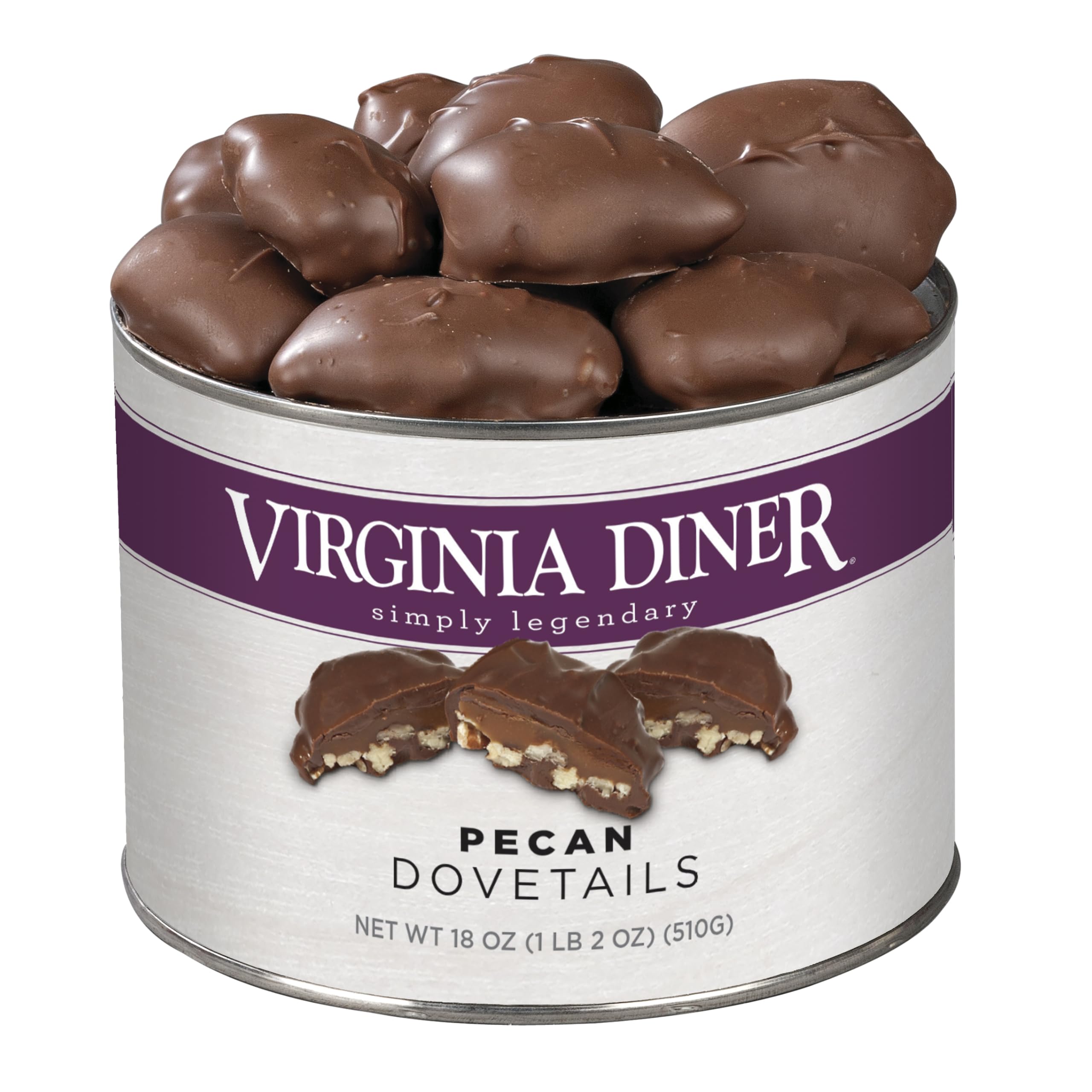 Virginia Diner Chocolate Pecan Turtledove close-up; indulgent treat for chocolate lovers.