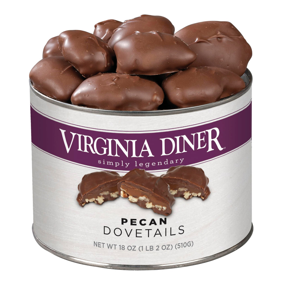 Virginia Diner Chocolate Pecan Turtledove close-up; indulgent treat for chocolate lovers.