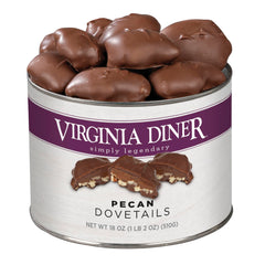 Virginia Diner Chocolate Pecan Turtledove close-up; indulgent treat for chocolate lovers.