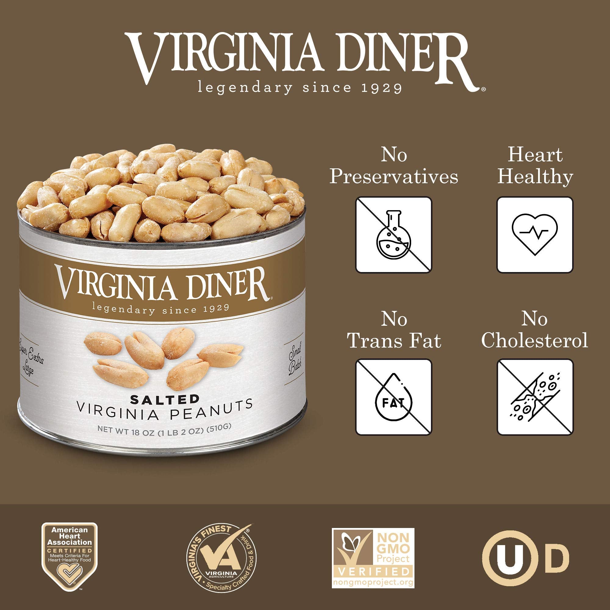 Virginia Diner gift tin packaging keeps freshness for gifting and sharing.