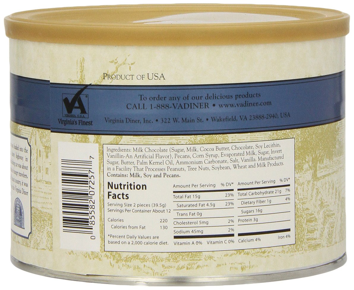 Virginia Diner Gourmet Caramel Pecan Turtle close-up; ideal for holiday tins.