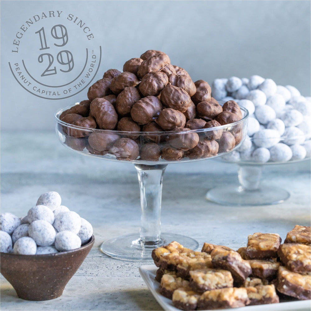 Virginia Diner snack plate idea with chocolatey peanuts and coffee pairing.