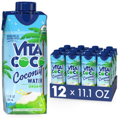 Vita Coco coconut water bottle highlighting natural electrolytes for daily hydration.