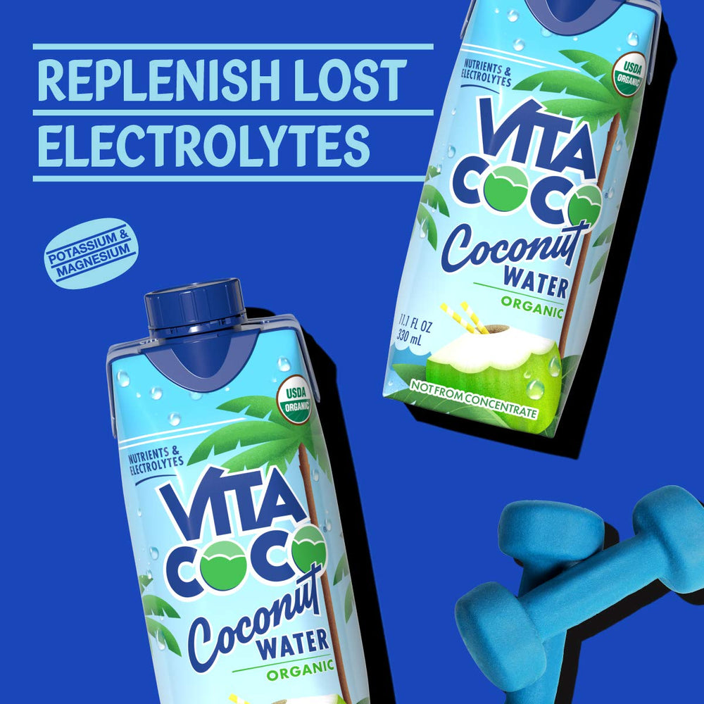 Vita Coco coconut water served in a glass for a light, natural refreshment.