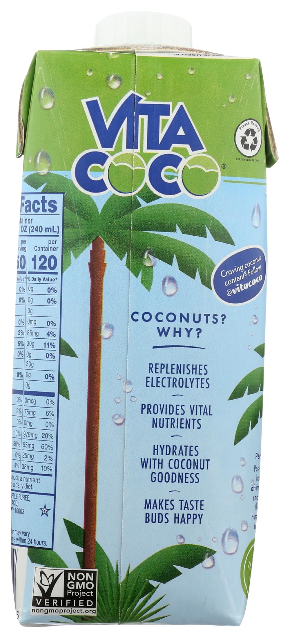 Pouring Vita Coco Pineapple Coconut Water into a glass for a tropical treat