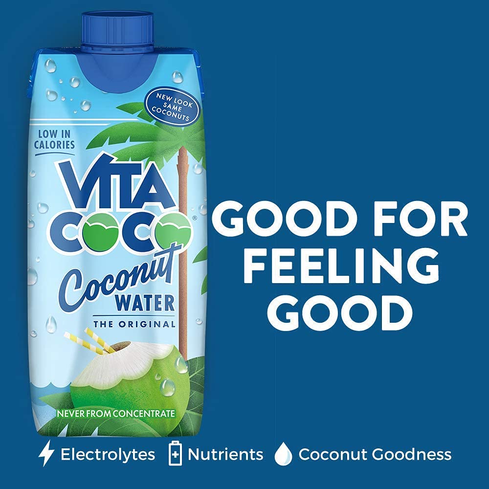 Vita Coco Original pour into glass signaling natural electrolytes and purity.