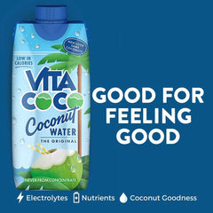 Vita Coco Original pour into glass signaling natural electrolytes and purity.