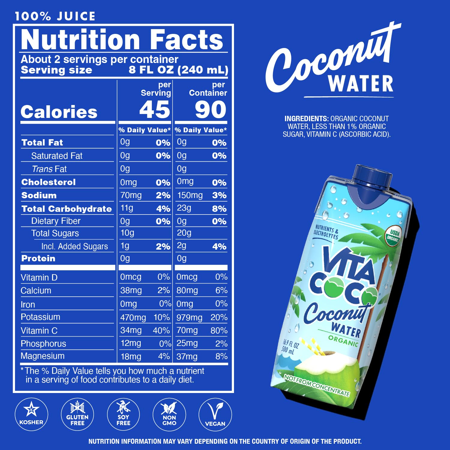 12-pack Vita Coco coconut water ready for gym or travel.