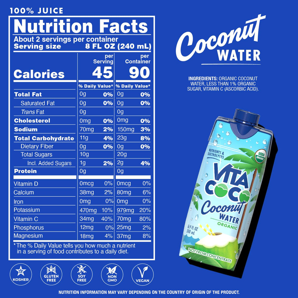 12-pack Vita Coco coconut water ready for gym or travel.