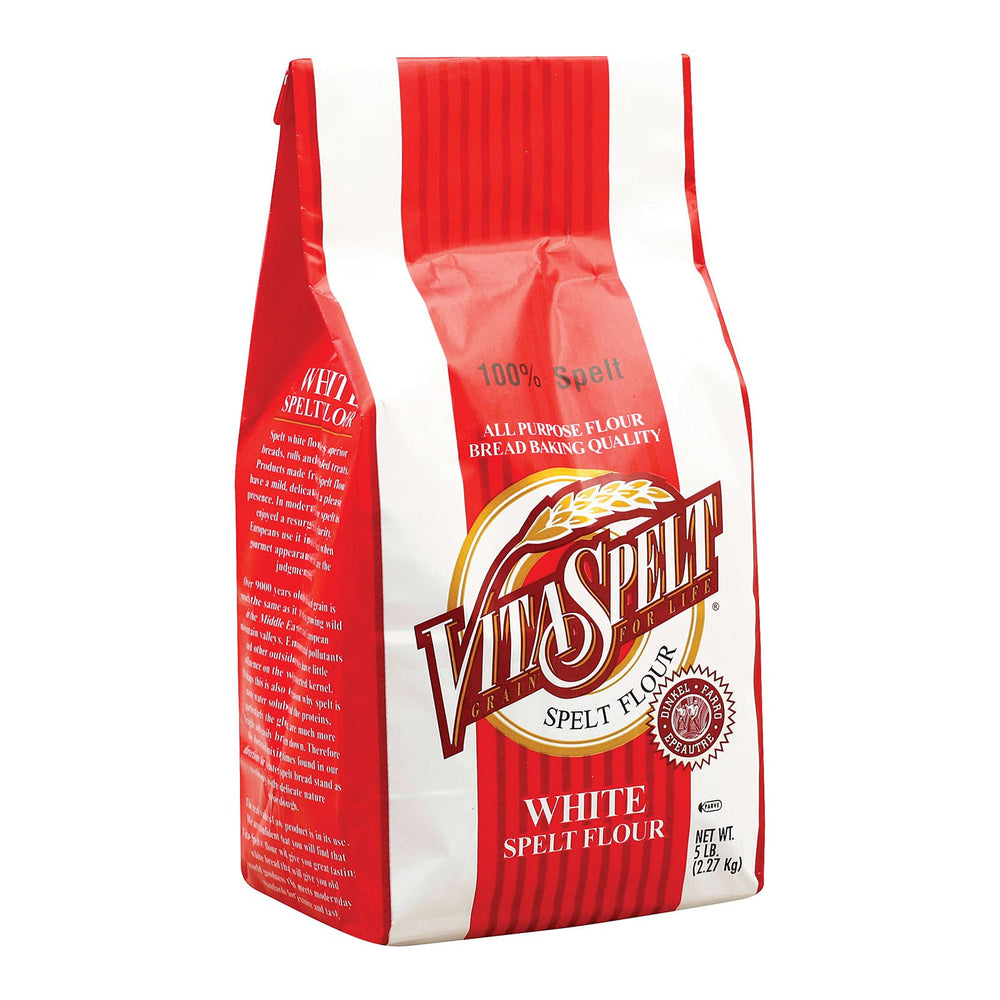 Vita Spelt White Flour 5-pound bag ready for baking bread and pastries