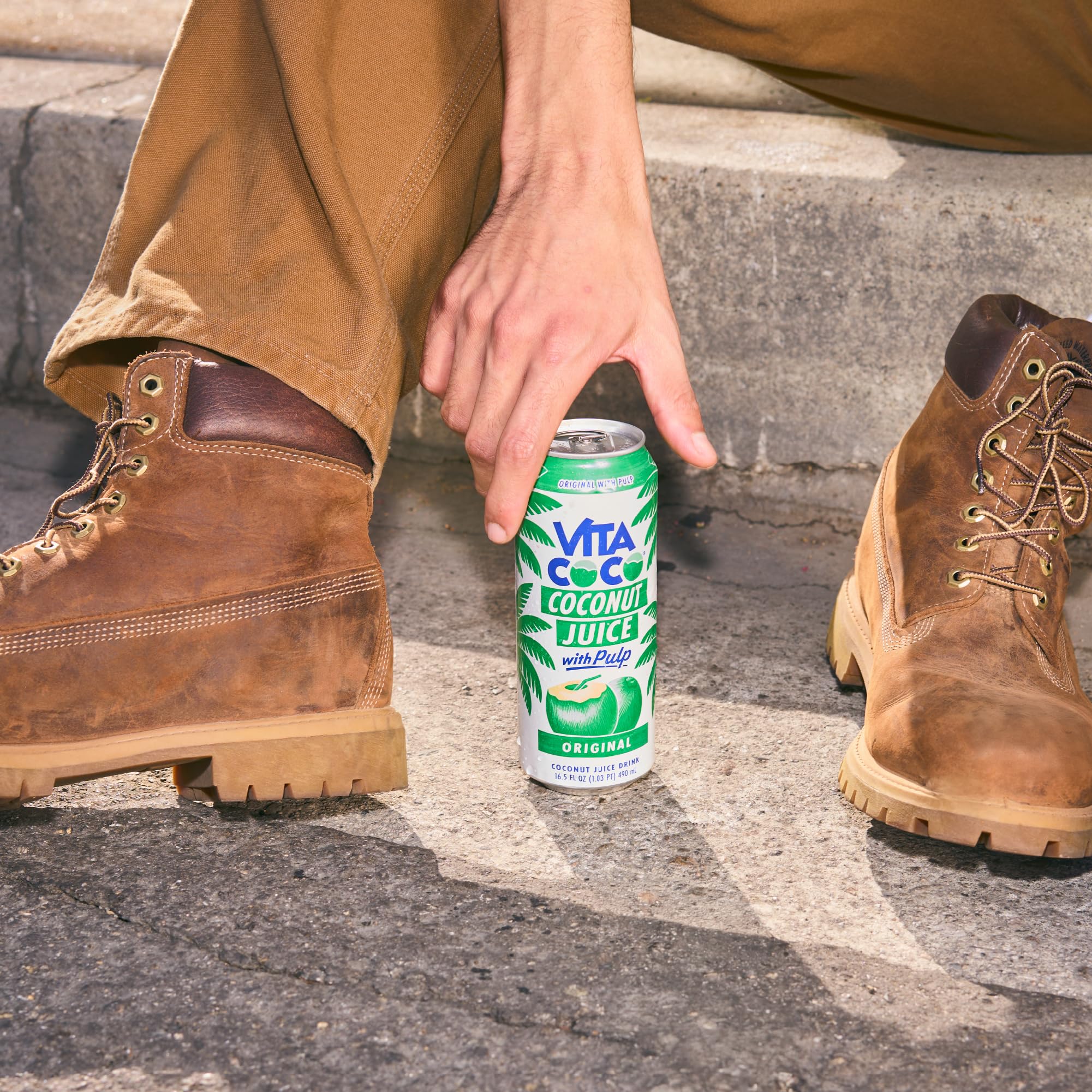 Vita Coco Coconut Juice Original with Pulp fridge-ready bottle cooling.