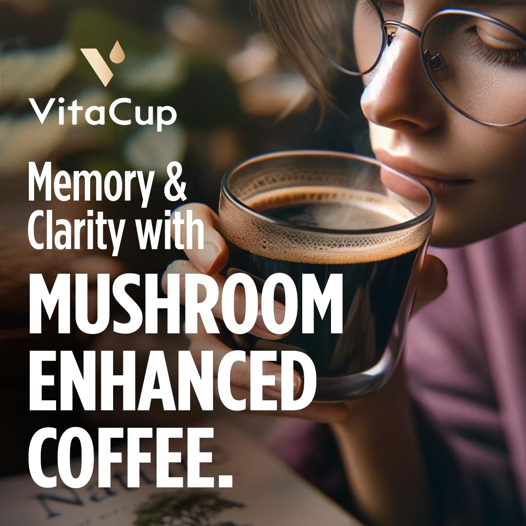 VitaCup with chaga and lion's mane mushroom extracts for mental sharpness.