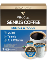 VitaCup Genius Vanilla Keto coffee pod with MCT oil for quick energy and focus