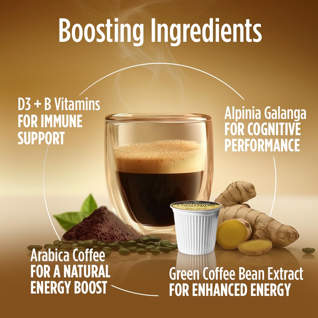 Brewing VitaCup Lightning fills your cup with a rich aroma and energy.